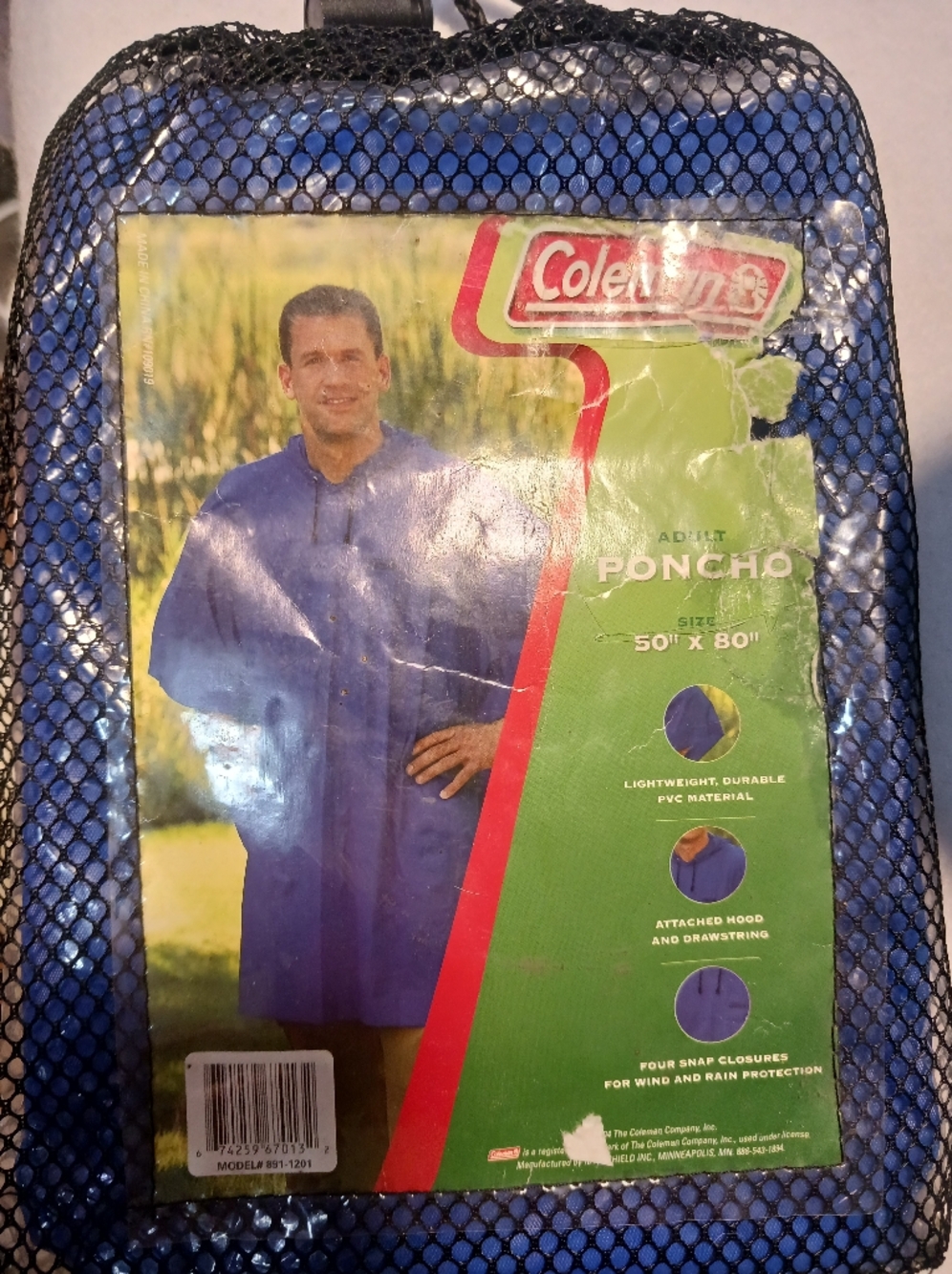 Coleman Blue Men's Rain Poncho with Hood